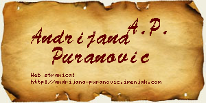 Andrijana Puranović vizit kartica